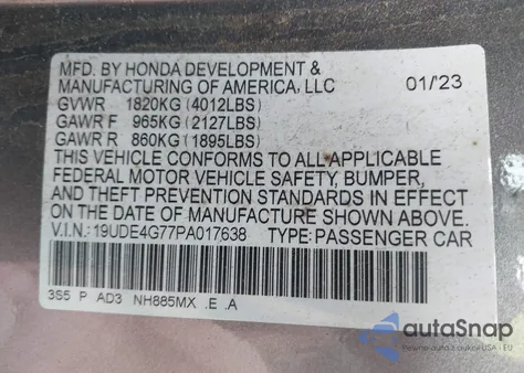 2023 Acura Integra A-Spec Technology z USA, uszkodzony, nr VIN 19UDE4G77PA017638